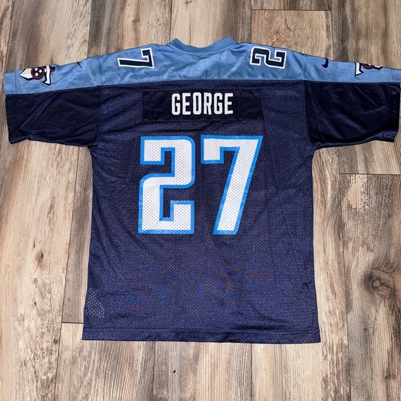 Eddie George Jersey Youth L Tennessee Titans Nike Blue Number 27 NFL Football - Picture 6 of 7